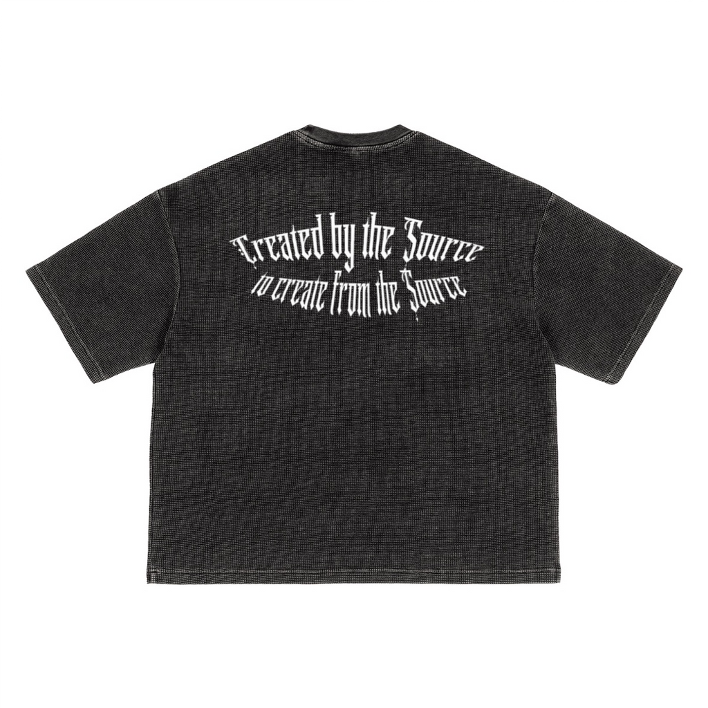 3 Loves Waffle-Texture Washed Cropped Boxy T-Shirt(250GSM)