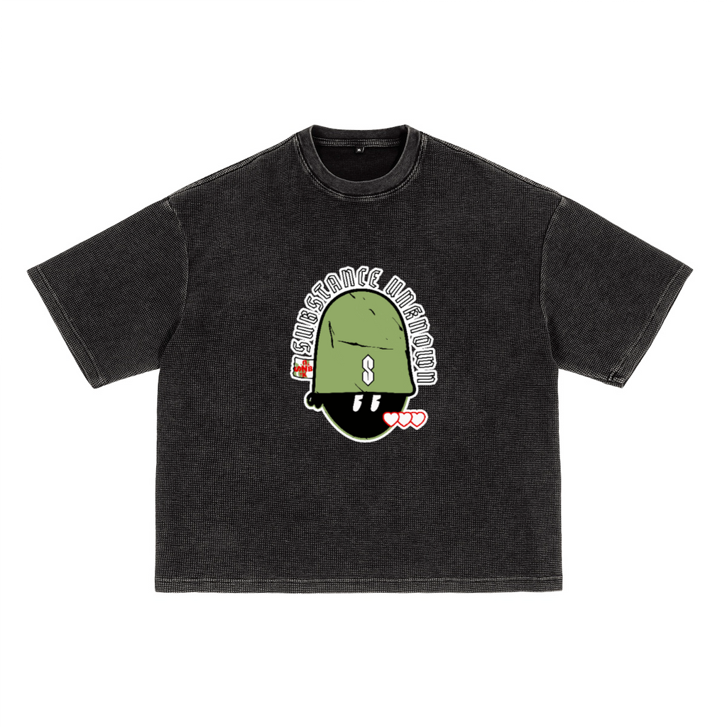 3 Loves Waffle-Texture Washed Cropped Boxy T-Shirt(250GSM)