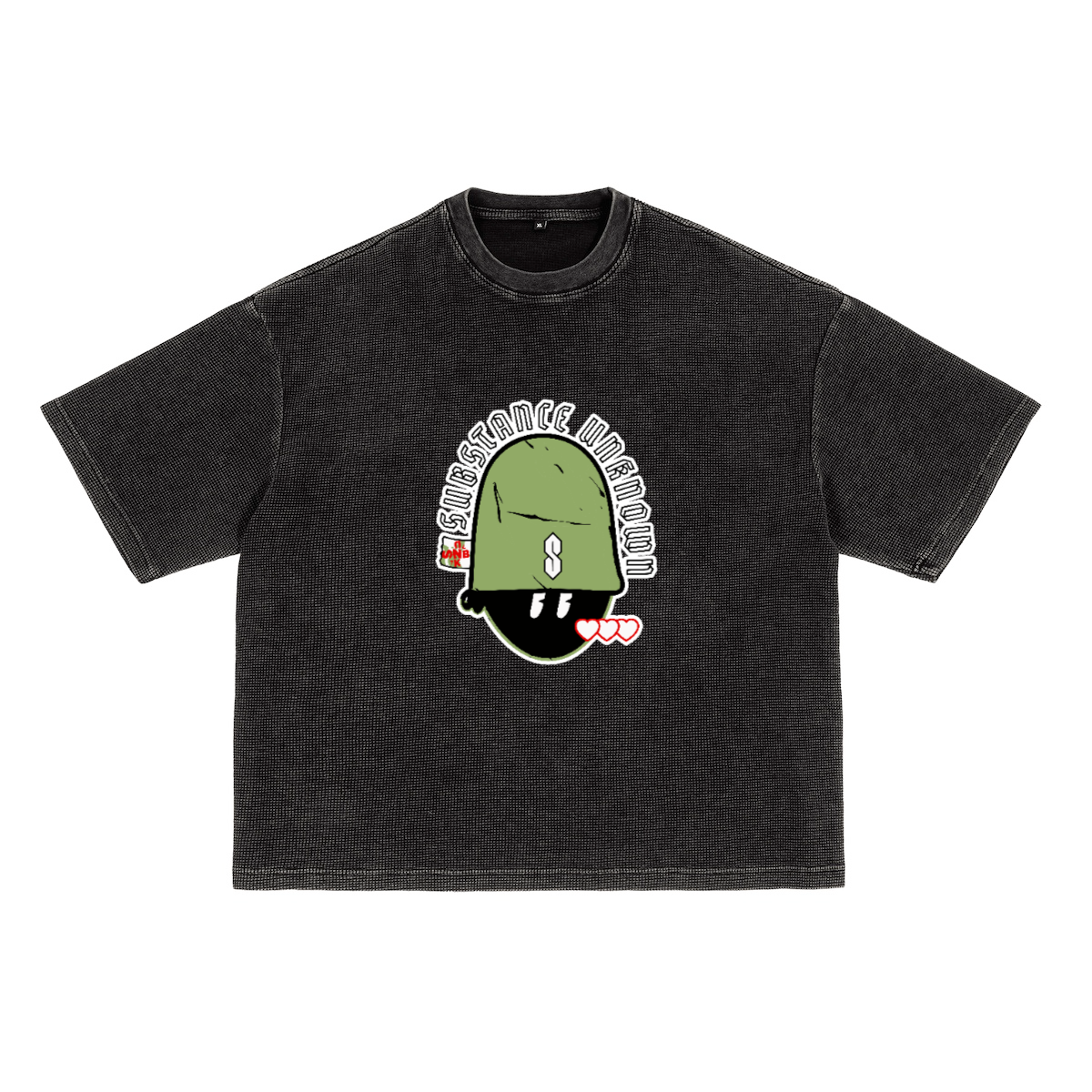 3 Loves Waffle-Texture Washed Cropped Boxy T-Shirt(250GSM)